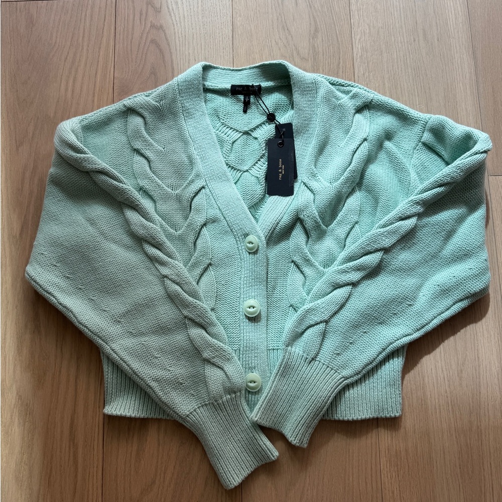 Rag and bone Mint Green Cable Knit Sweater
